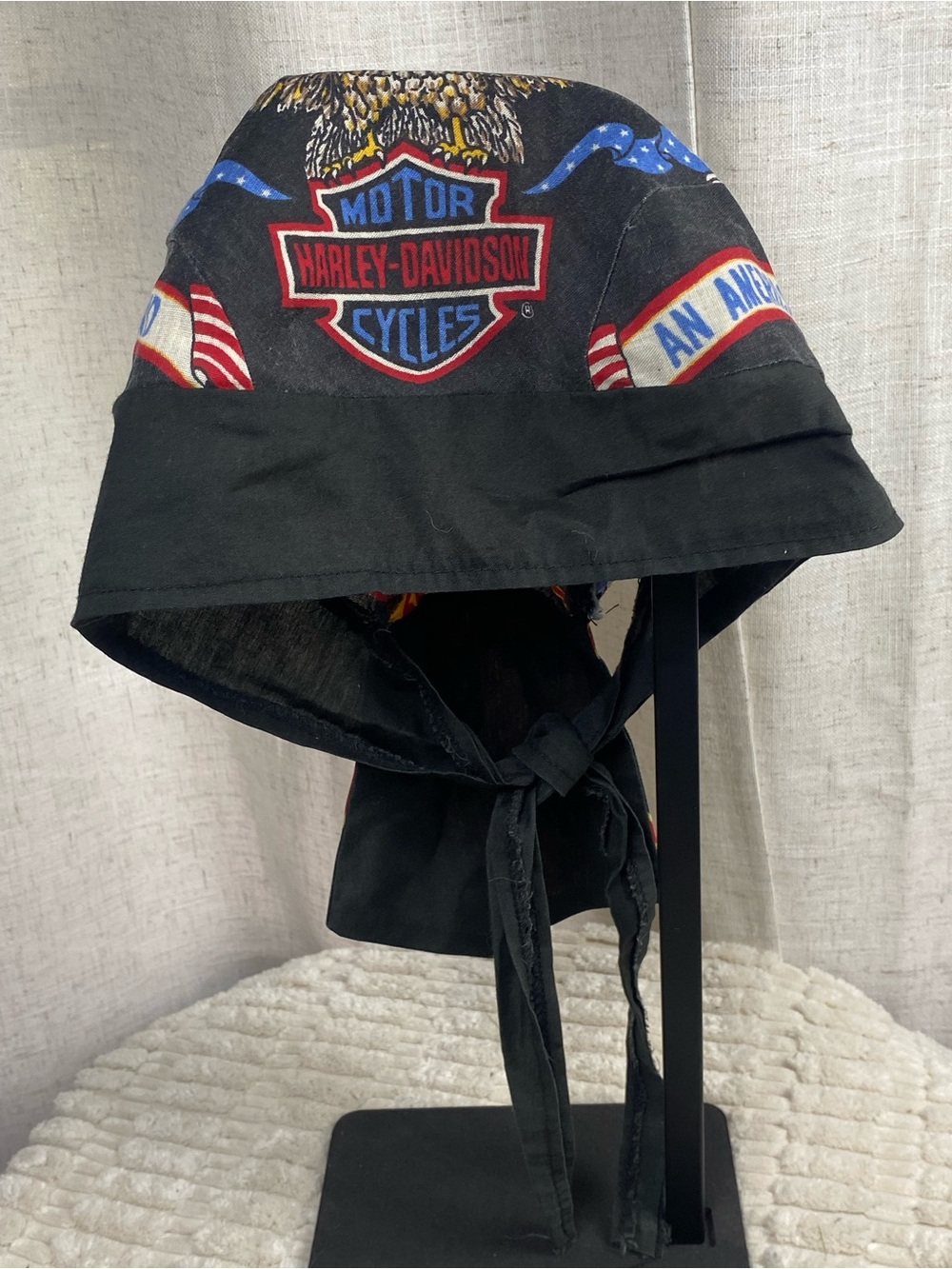 Harley Davidson Authentic Vintage Y2K Eagle Bar & Shield Biker Headwrap Doo Rag